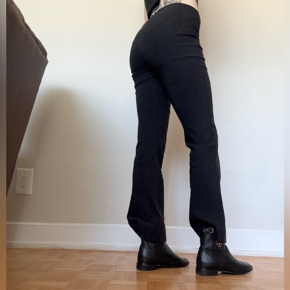 Women's Vintage Black Flare Pants with Fold-Over Waistband - Picture 2 of 4